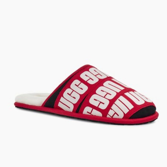 UGG Men's SCUFF GRAPHIC BAND SLIPPERS Color: RED/ BLACK/ WHITE - Picture 2 of 5